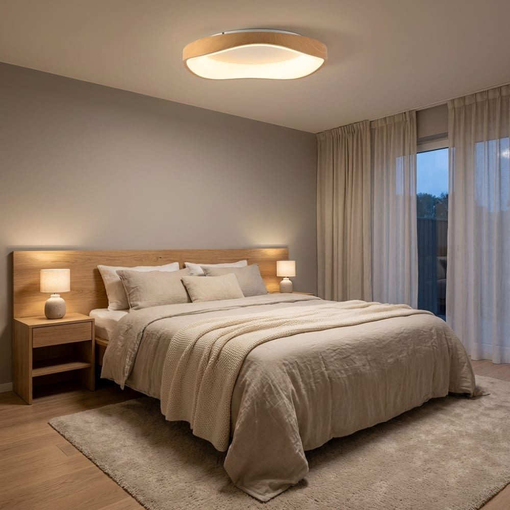 Deckenleuchte LED 40W Holzoptik Metall Ø50 cm - Maisons Du Monde
