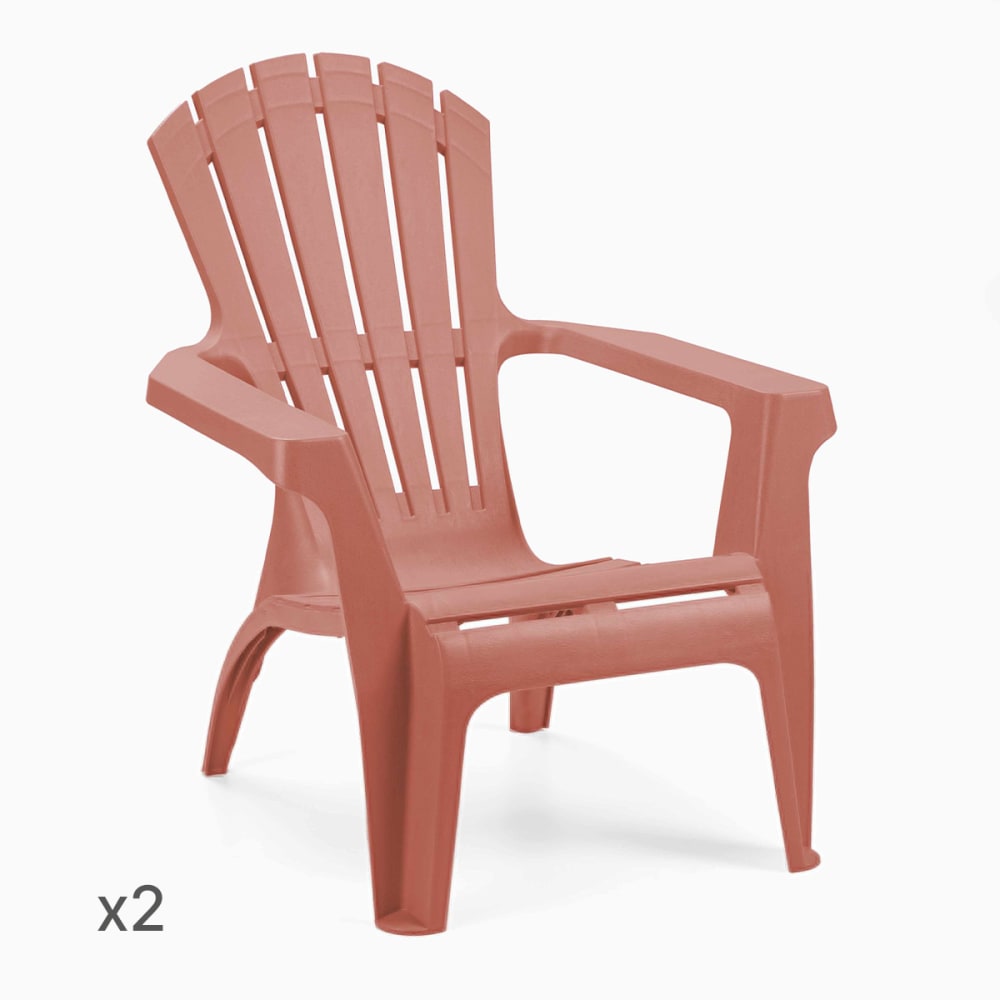 Fauteuils adirondack de jardin x2 en polypropylène terracotta 85x75cm
