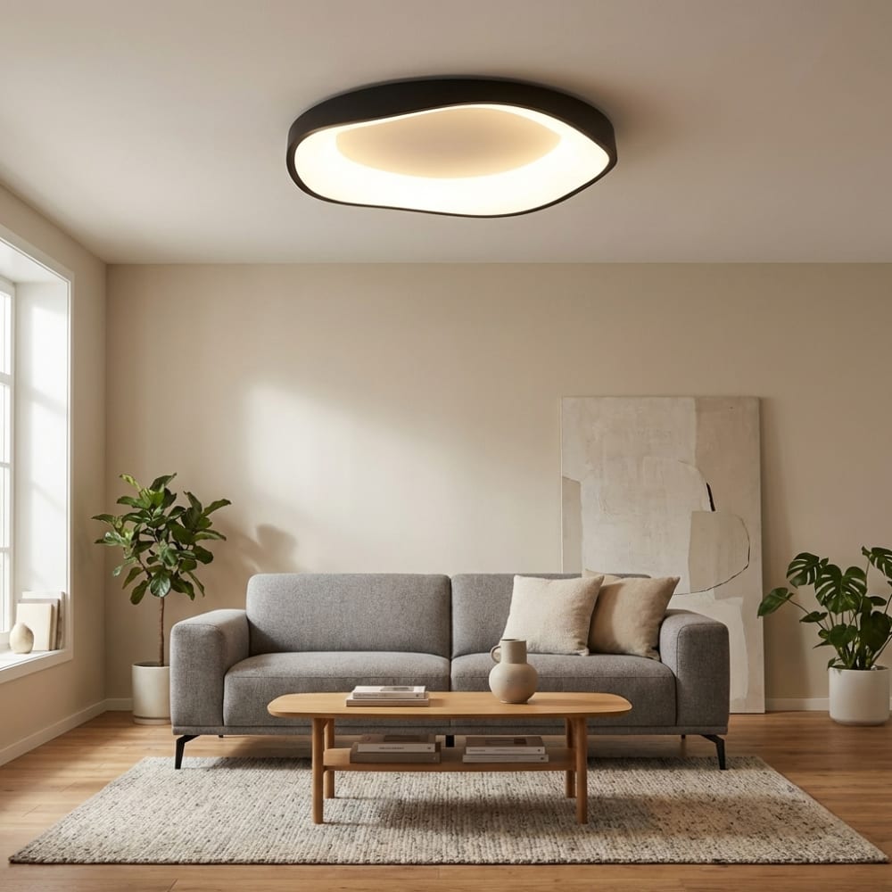Plafonnier LED 40W métal noir style nordique Ø50 cm — vue 3