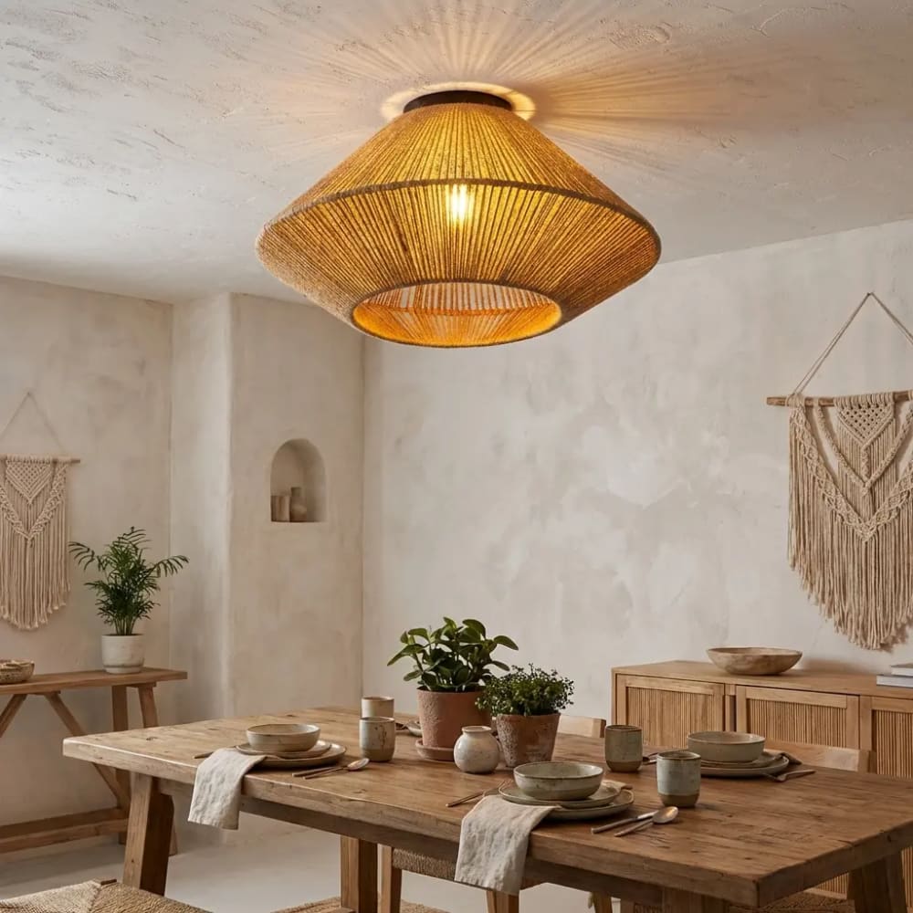 Plafonnier boho jute naturel Ø43cm — vue 4