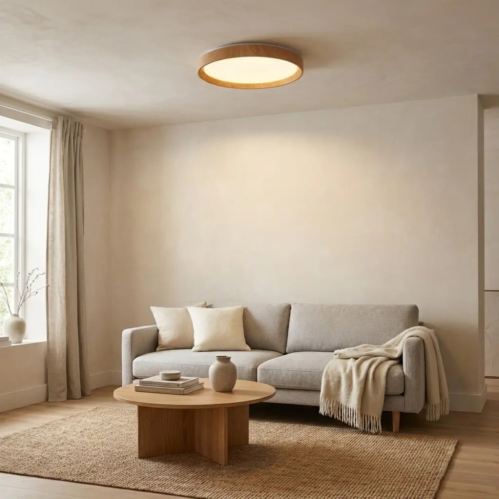 Plafonnier LED 40W effet bois métal Ø48 cm — vue 4