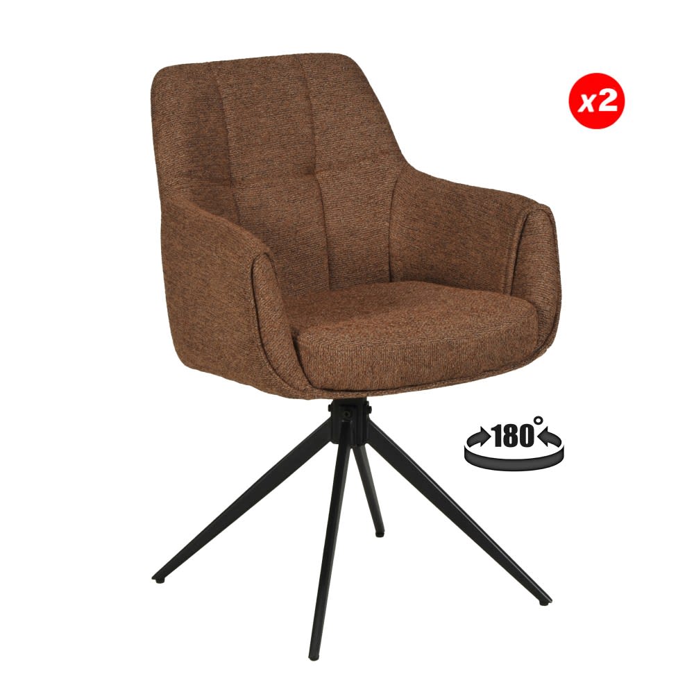 Chaise pivotante à 180° avec piétement en métal, marron