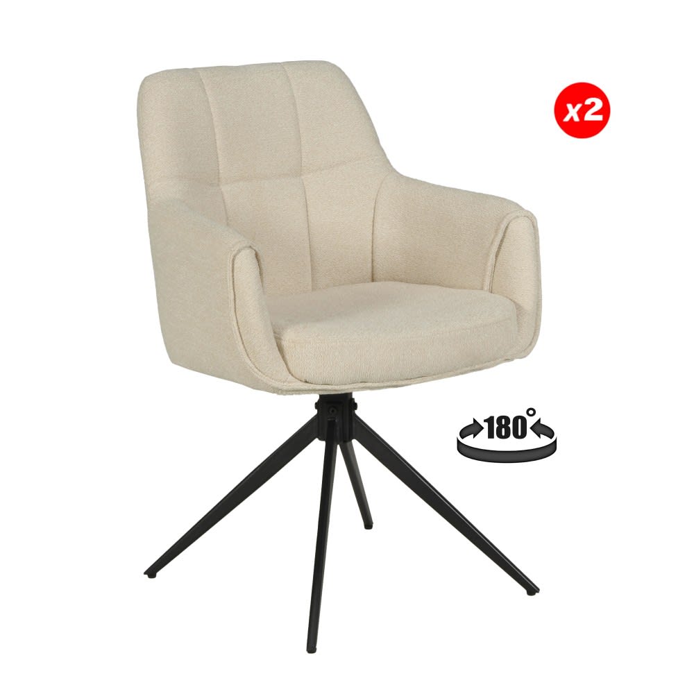 Chaise pivotante à 180° avec piétement en métal, beige