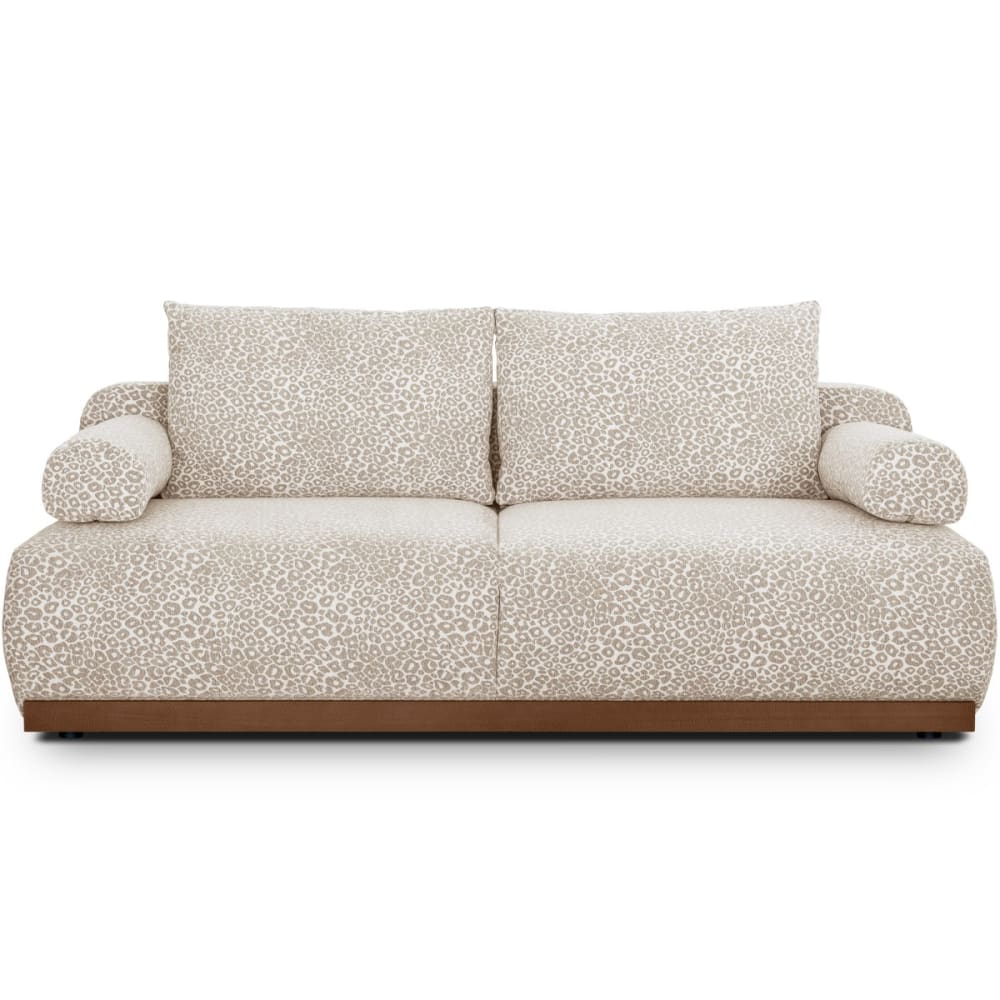 Canapé convertible ouverture rapide 3 places en tissu chenille léopard