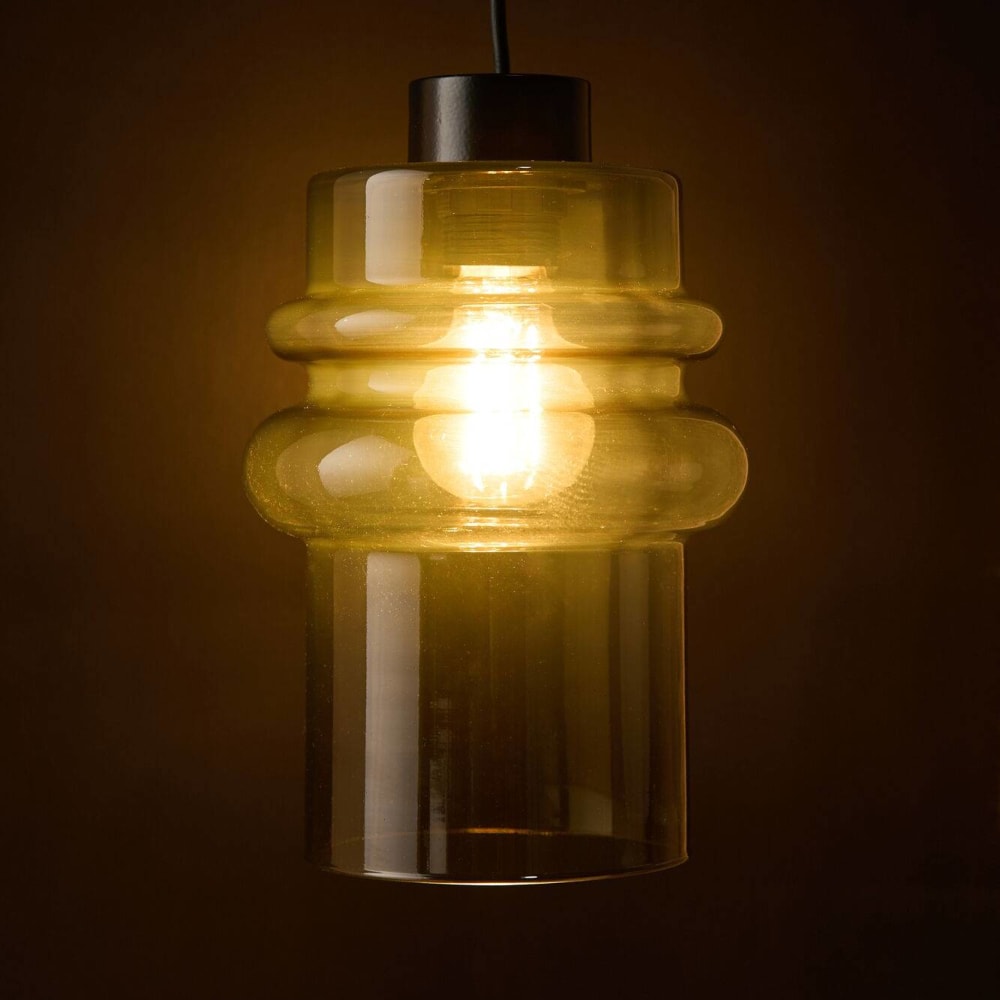 Suspension tube en verre jaune translucide — vue 4