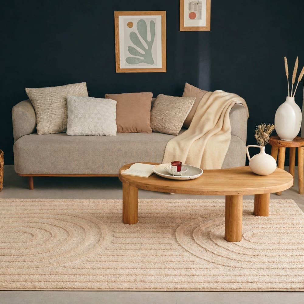 Tapis de salon motif arc de cercle beige 120x170 — vue 4