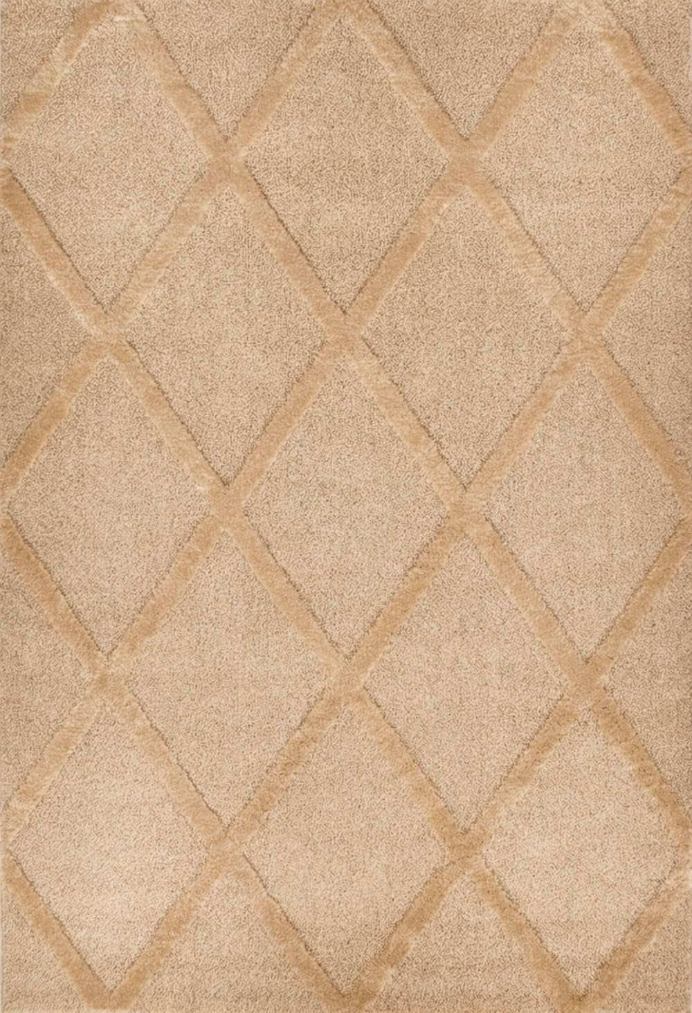Tapis de salon motif losange beige 80x150