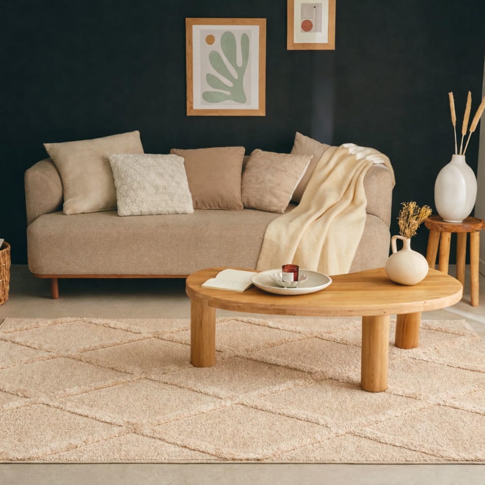Tapis de salon motif losange beige 80x150 — vue 4