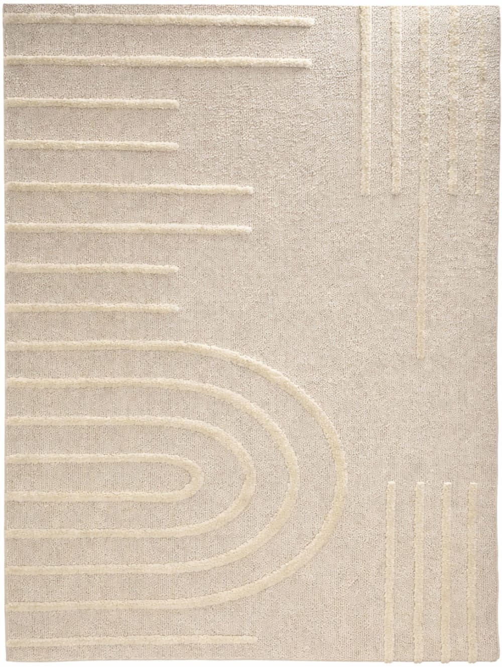Tapis de salon motif arcs crème 80x150