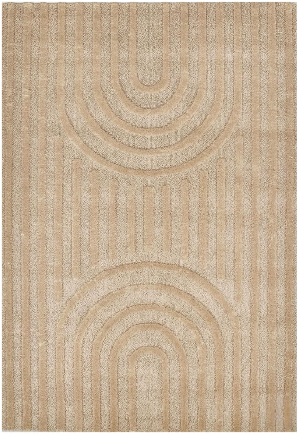 Tapis de salon motif arc de cercle beige 80x150