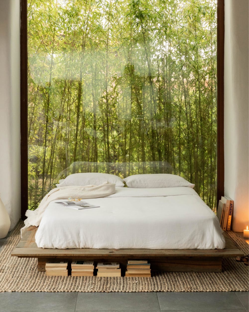 Hannun Tatami Bett recyceltes Holz 135x190 cm style modern Braun Holz