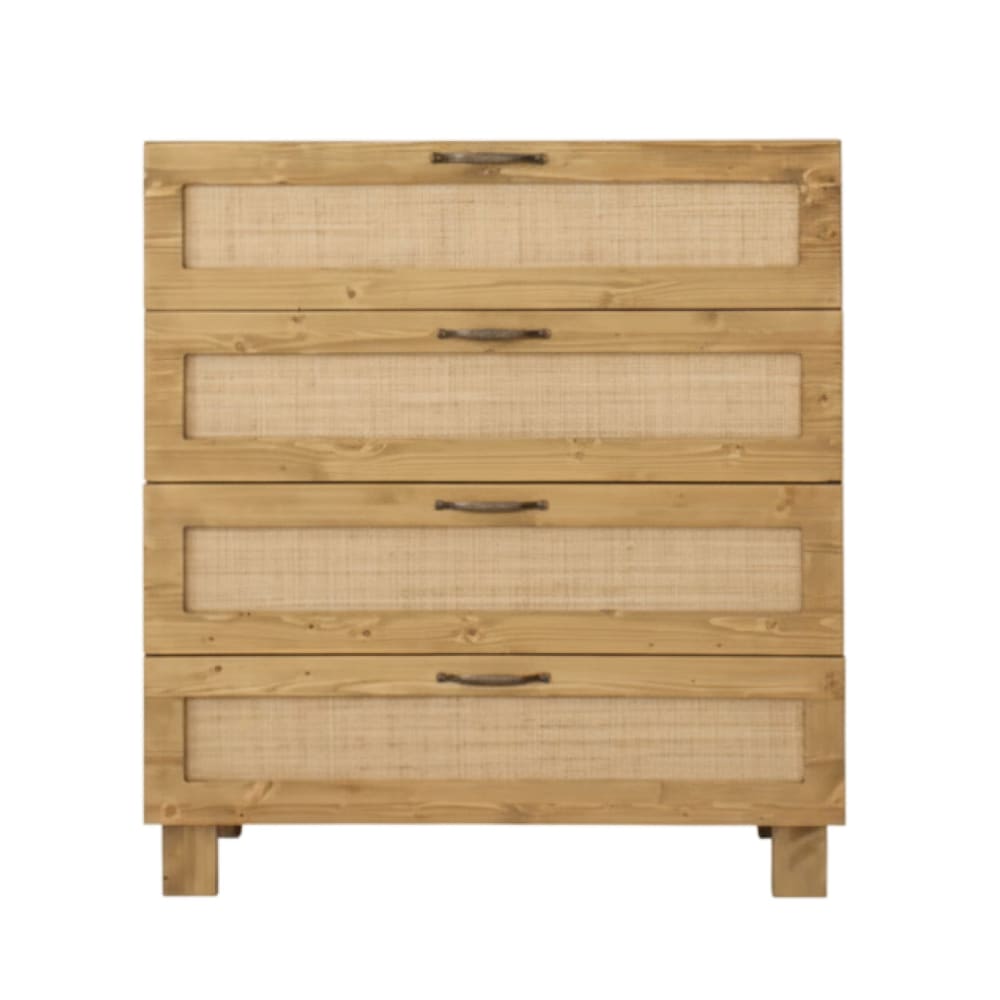 Hannun Kommode Tannenholz Massiv Naturfasern Natur 4 Schubladen style modern Braun Öko-Tex Zertifikat