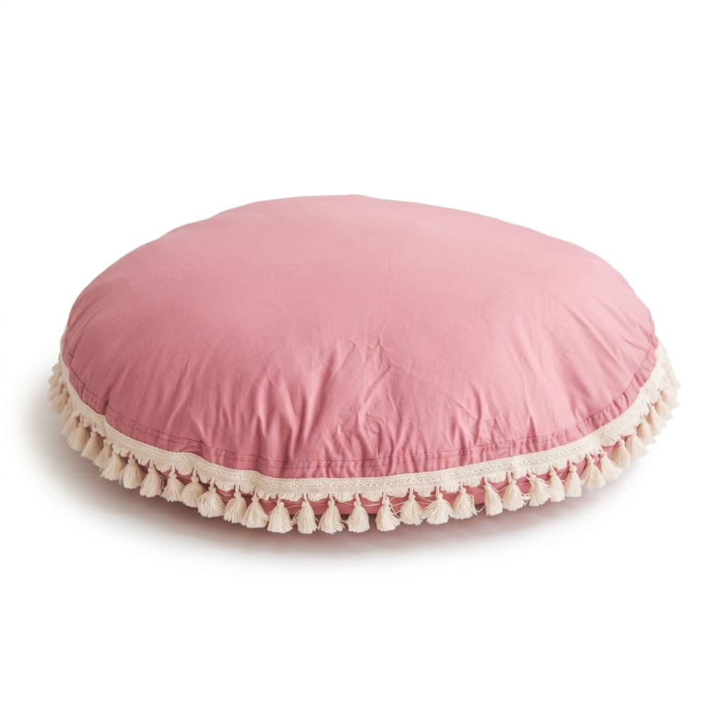 Coussin de sol bouclette pour enfant en tissu rose