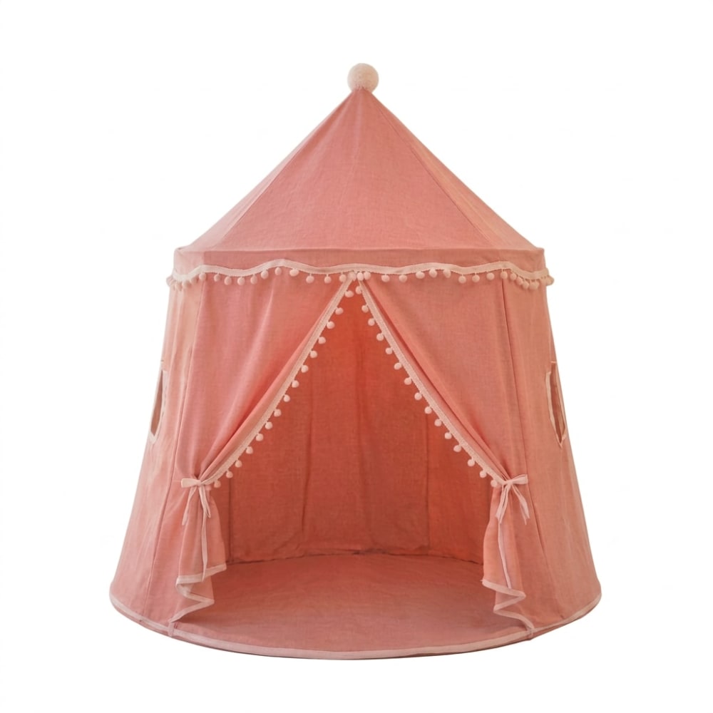 Tente château de fée avec tapis pour enfant en polyester rose