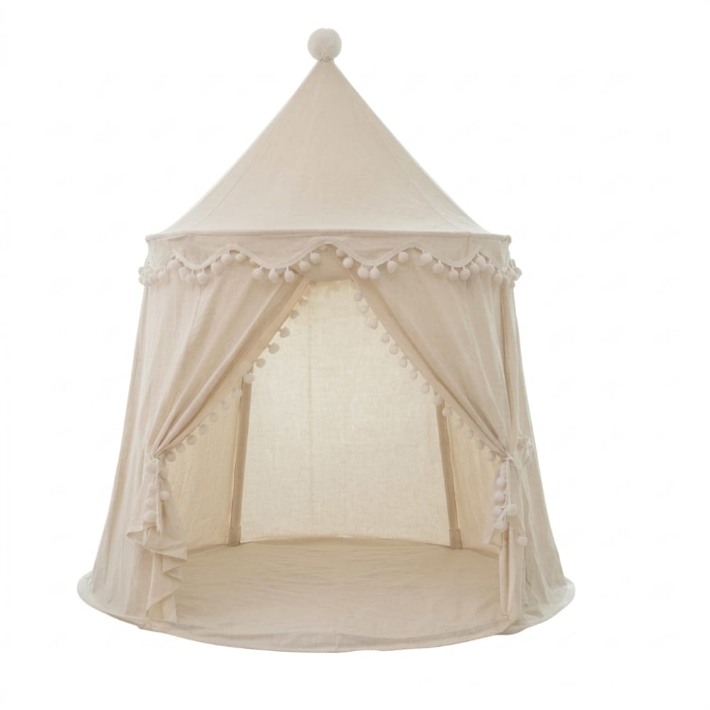 Tente château de fée avec tapis pour enfant en polyester gris