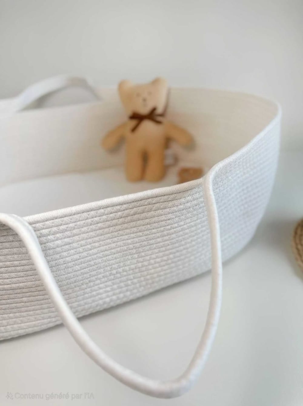 Couffin tressé en cotton avec matelas (Babykare) - Image 1