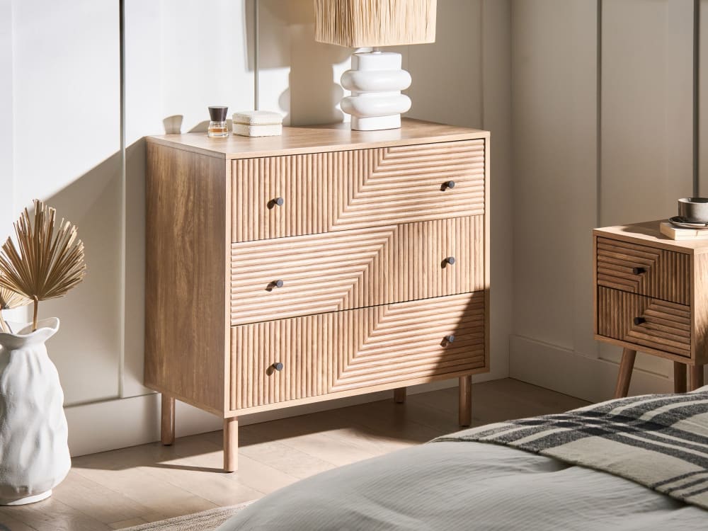 Kommode mit 3 Schubladen aus Holzwerkstoff 77cm, braun - Maisons