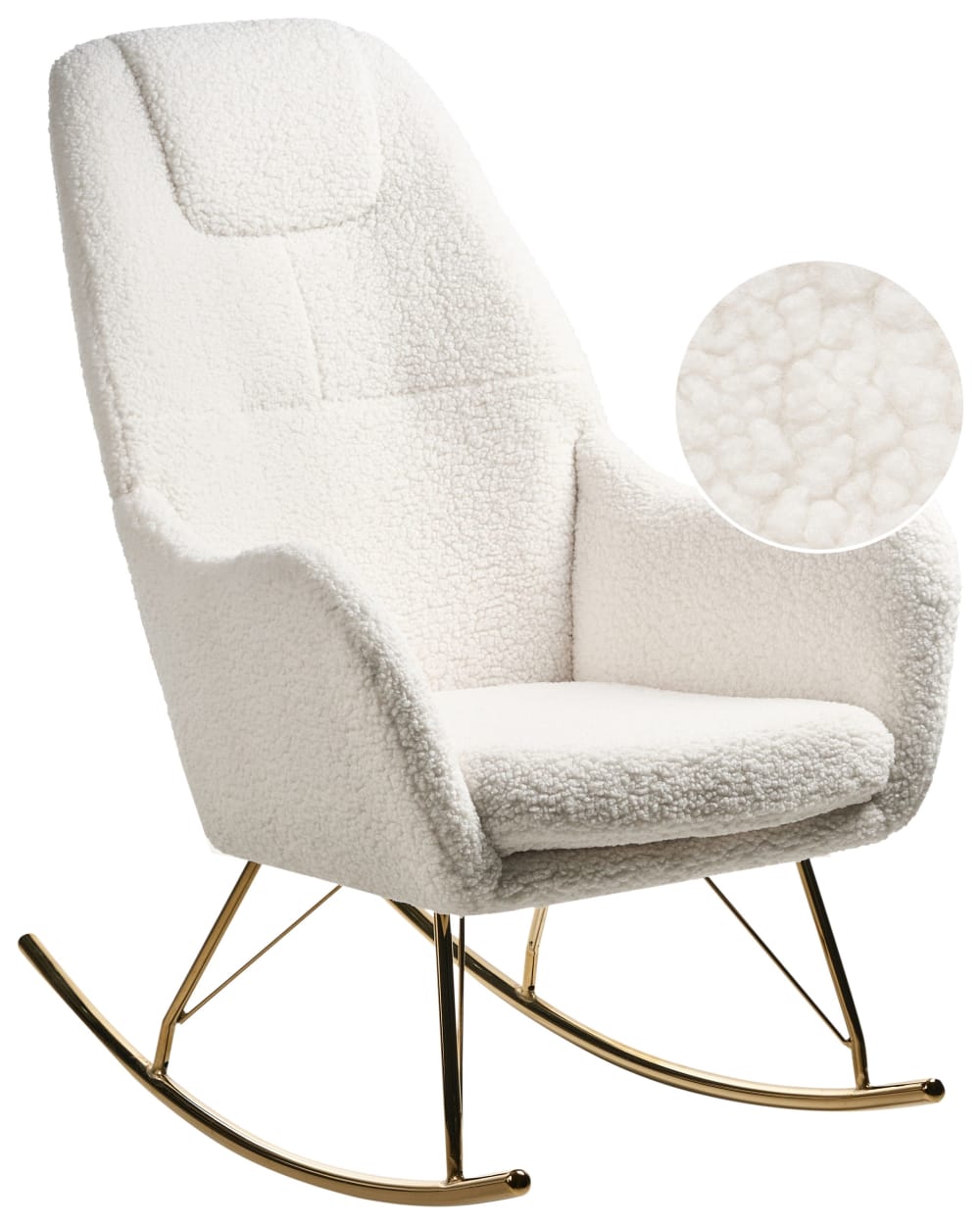 Schaukelsessel Aus Bouclé 105Cm, Weiß
