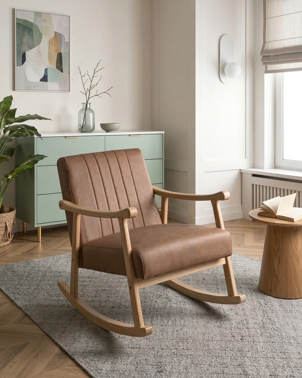 Fauteuil à bascule cuir pu marron