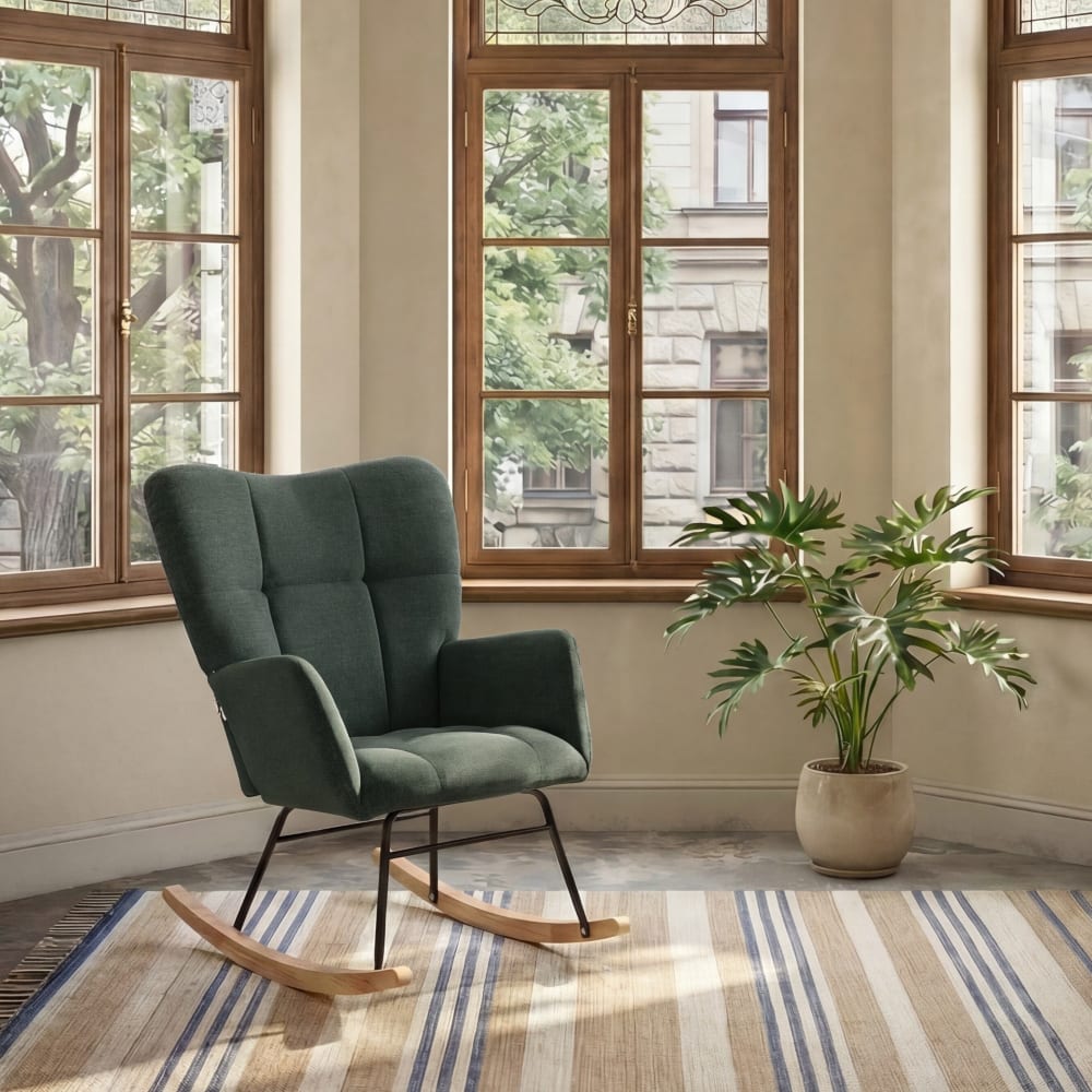 Fauteuil à bascule vert belfast tissu