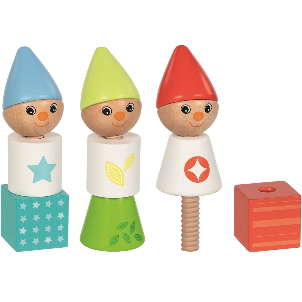 Goki Schraubklötze Zwerge BEIGE HOLZ Baby