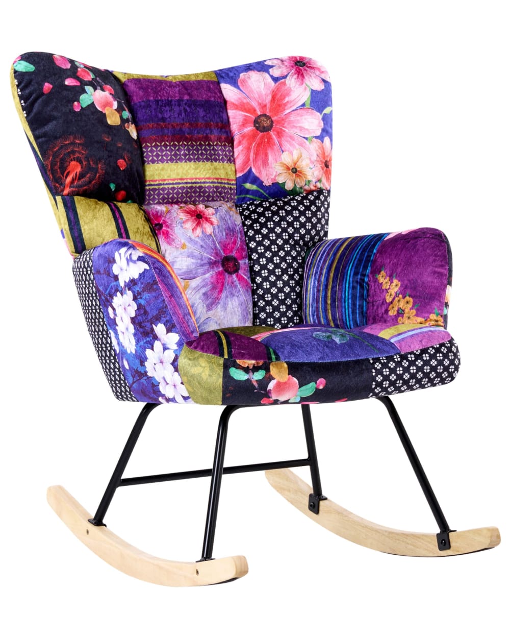 Fauteuil à bascule velours - multicolore