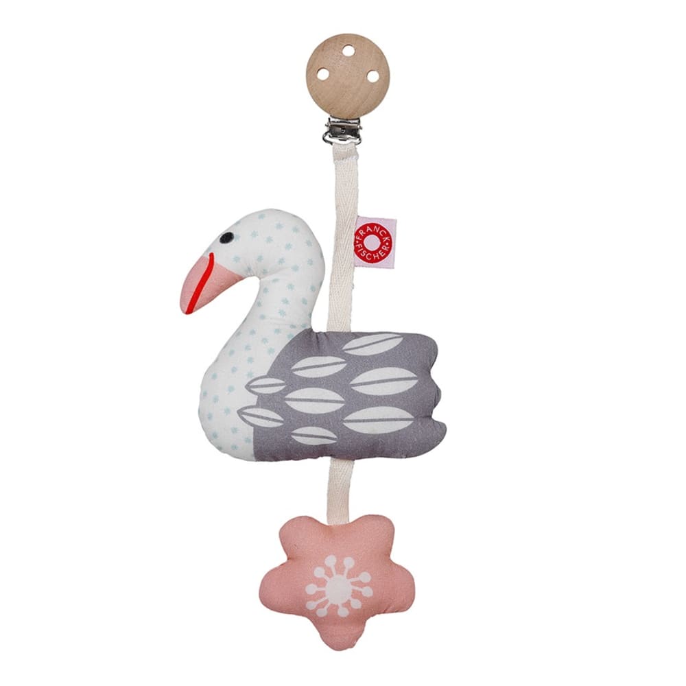 Franck & Fischer Clip Rassel Tinka Schwan BEIGE HOLZ Baby
