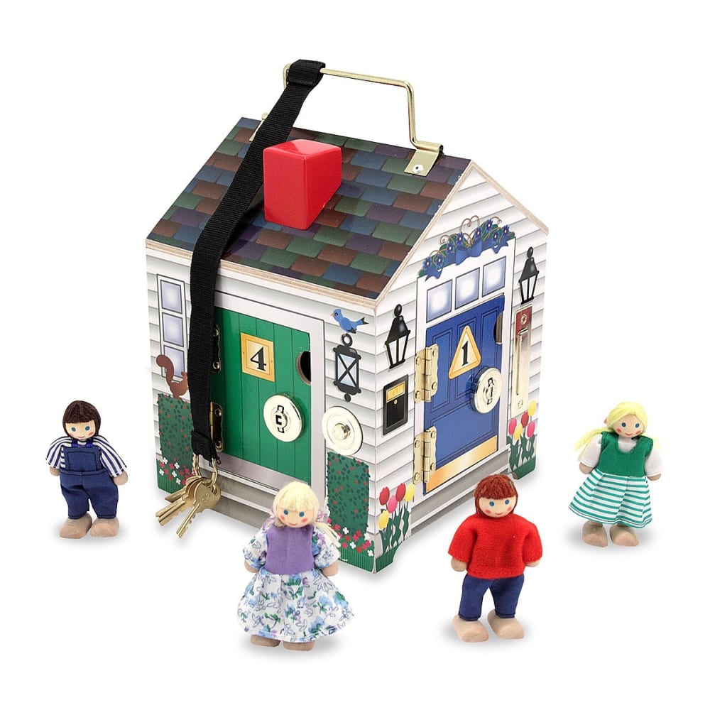 MELISSA & DOUG Holzhaus mit Schlössern und Glocken von Melissa and Doug. Rot