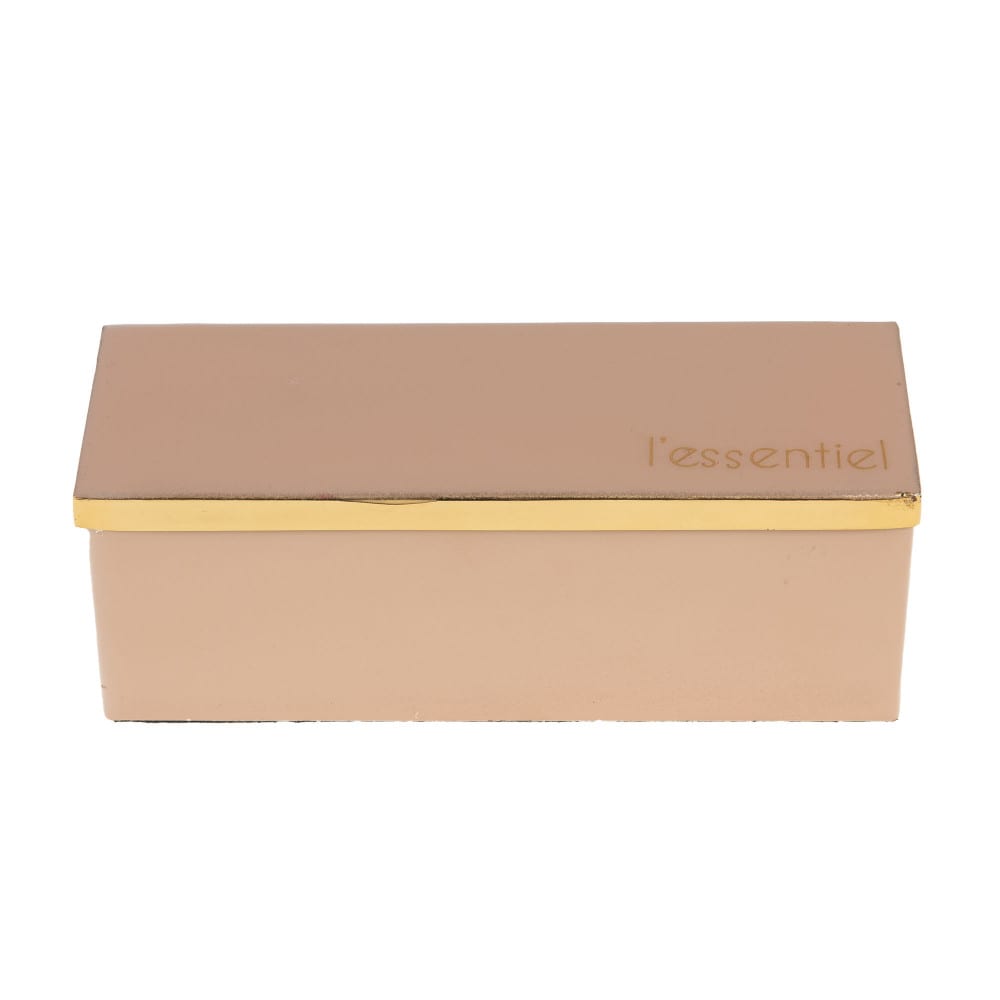 Boite à thé essentiel nude beige en métal