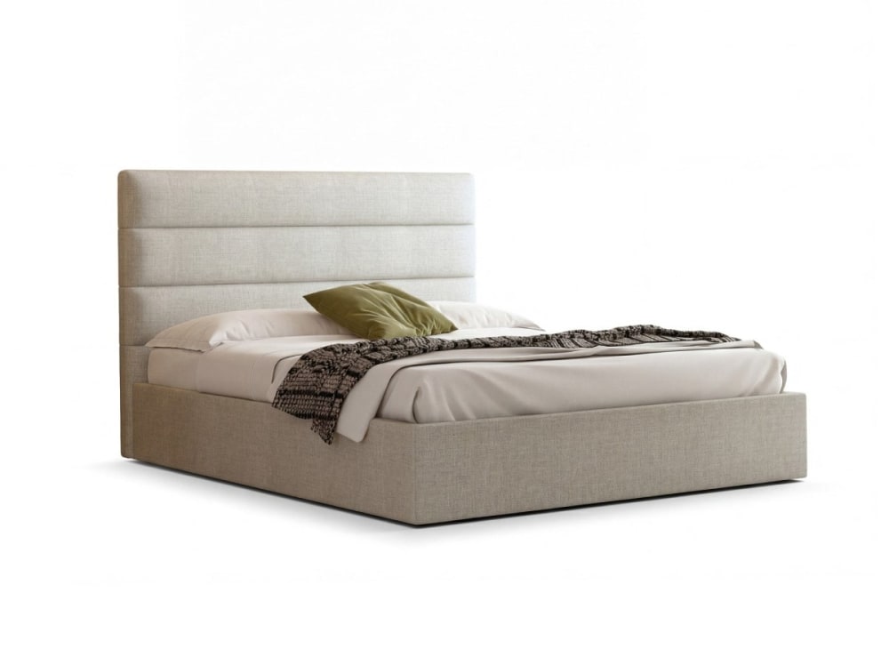 Lit coffre en tissu lin - 180