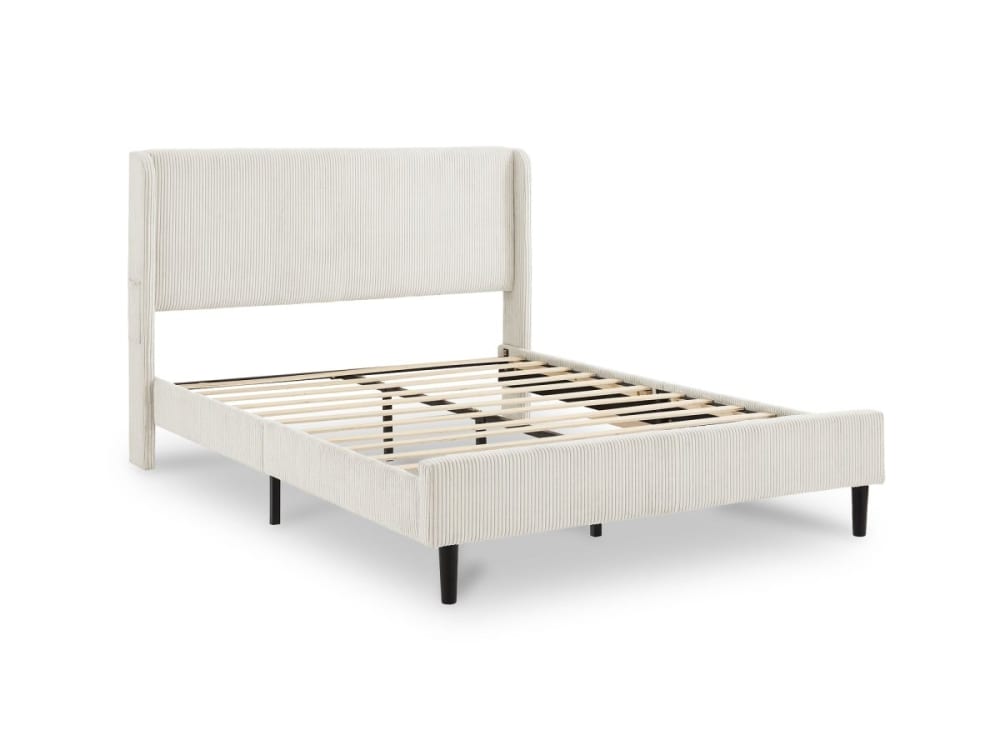 Lit double en velours côtelé épais beige 140x190cm
