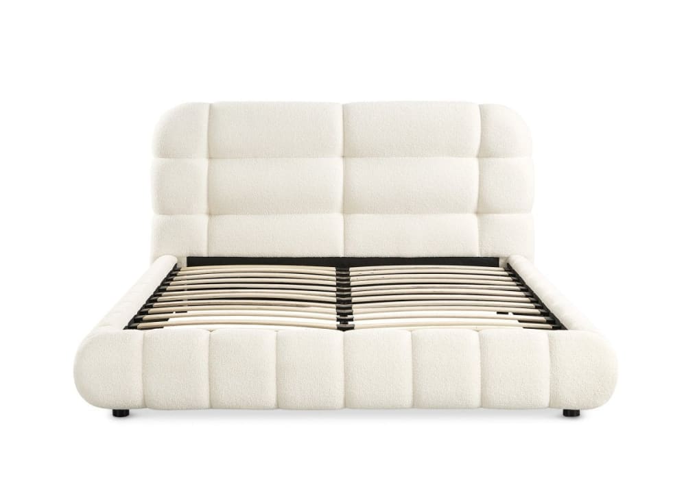 Lit double en tissu bouclette écru 160x200 cm