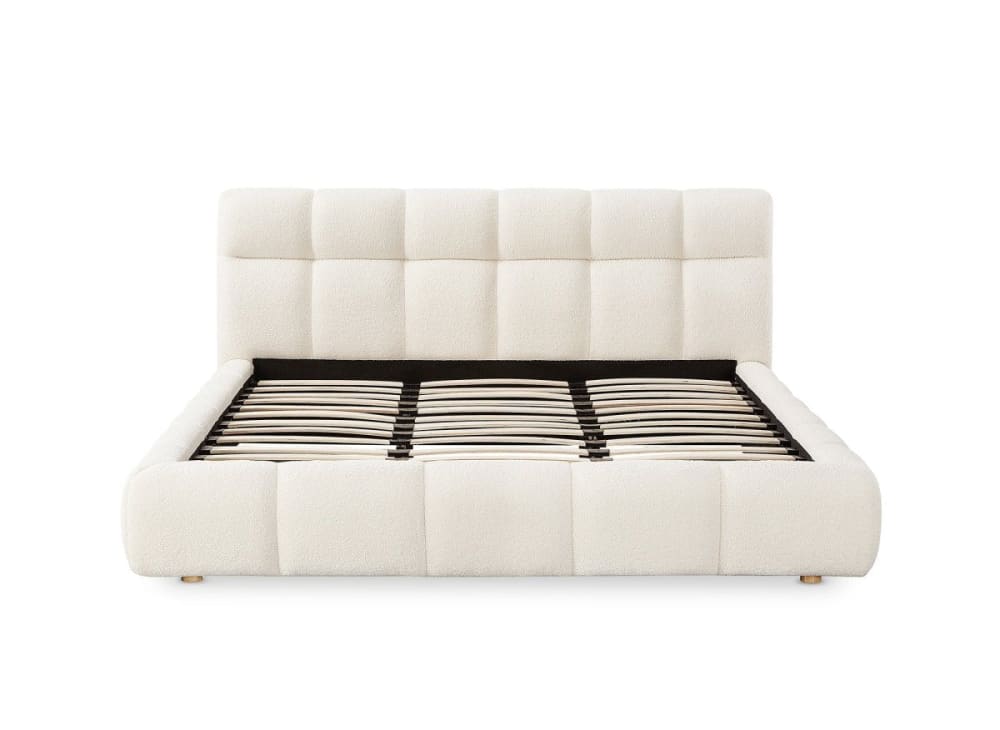Lit double en tissu bouclette écru 160x200 cm