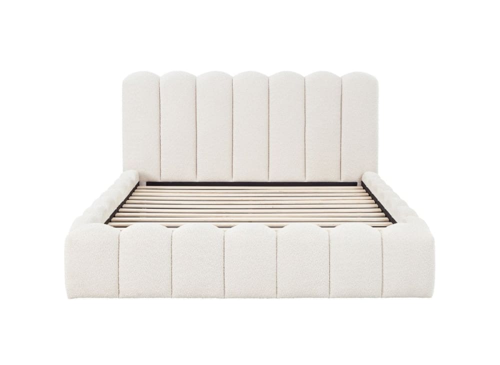 Lit double en tissu bouclette beige 160x200 cm