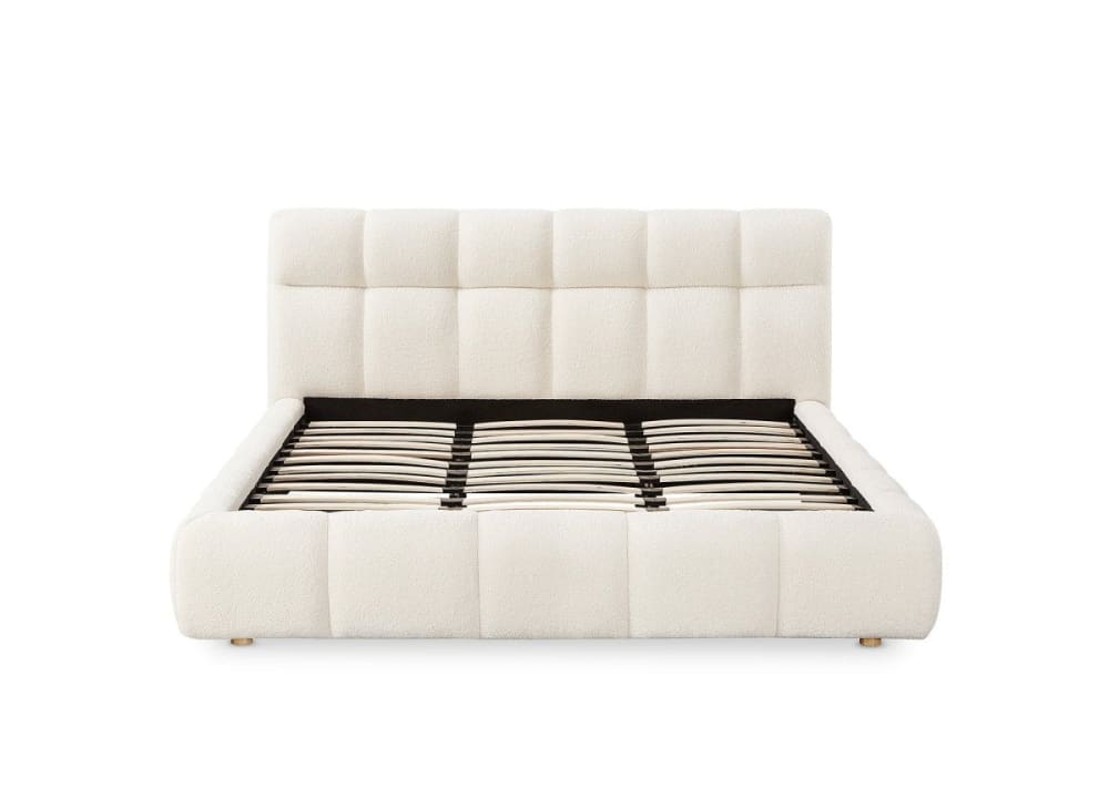 Lit double en tissu bouclette écru 140x190 cm