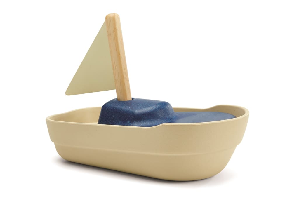 PLAN TOYS Segelboot 21 cm Beige Holz