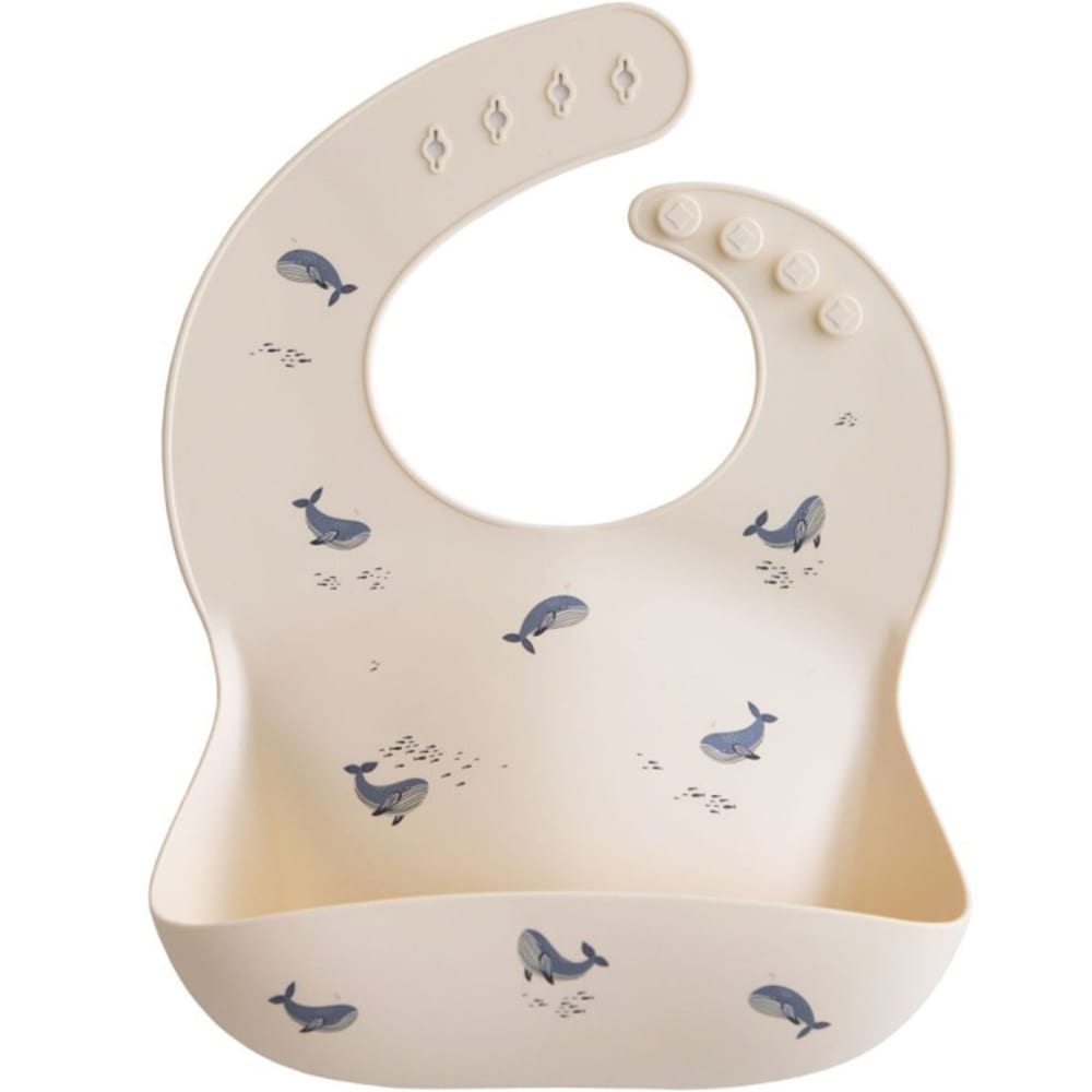 Bavoir à poche en silicone Baleine