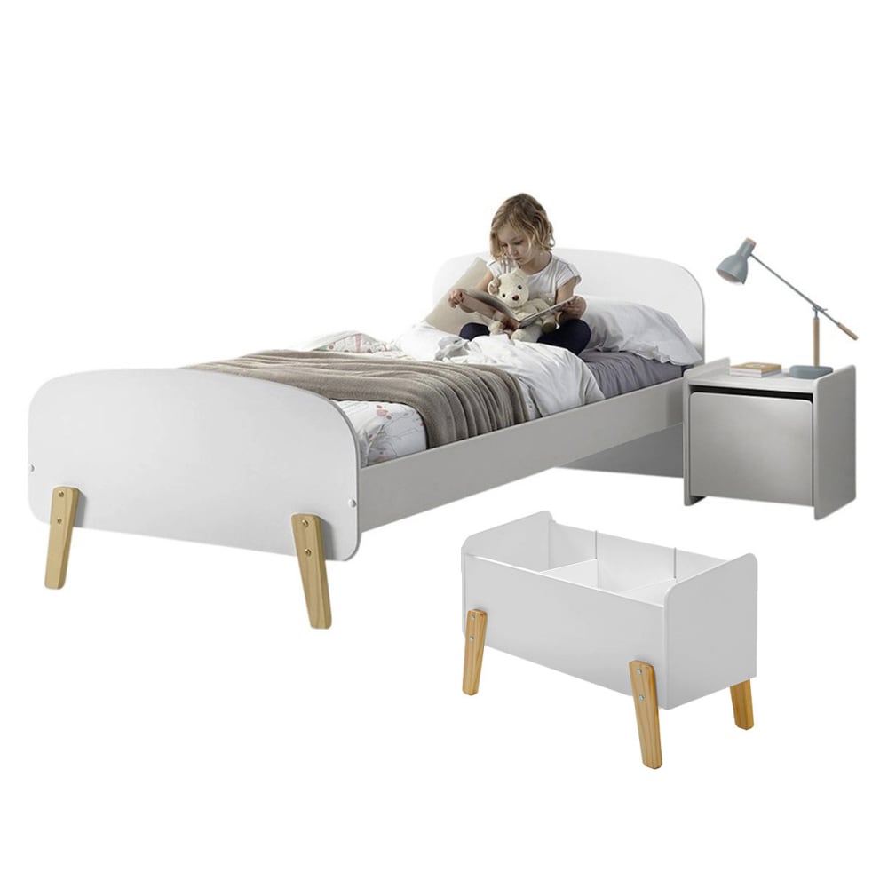 Lit  90x200cm + chevet - coffre jouets
