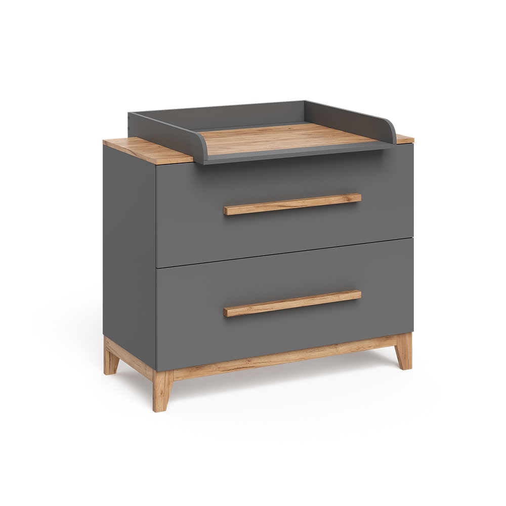 VitaliSpa Wickelkommode mit 2 Schubladen Grau/Artisan 108x98cm style modern GRAU SPANPLATTE Baby