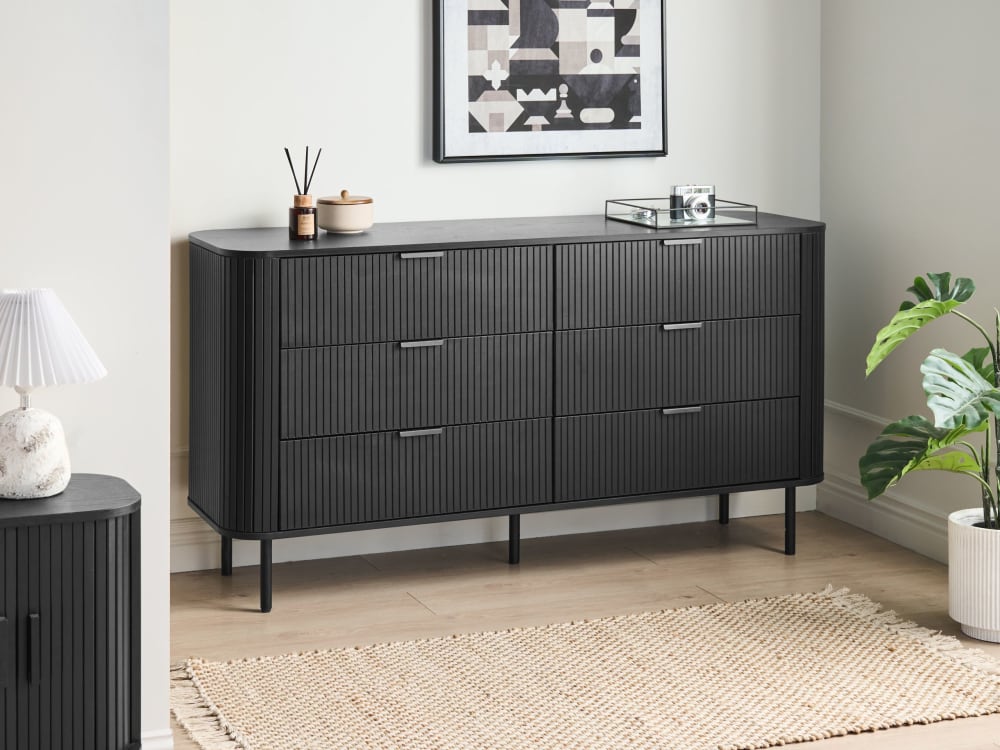 Kommode mit 6 Schubladen aus Holzwerkstoff 81cm, schwarz -