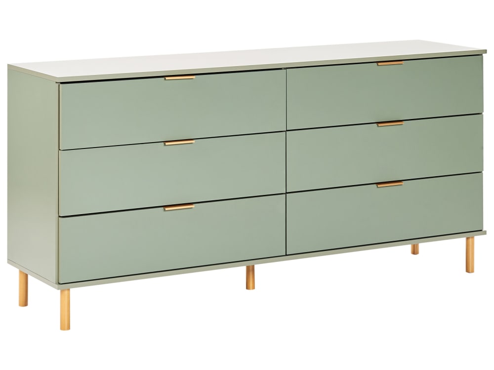 Beliani Kommode mit 6 Schubladen aus Holzwerkstoff 76cm, grün style vintage - Spanplatte