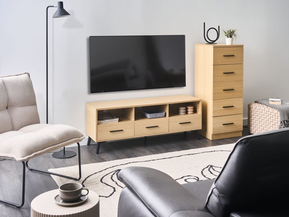 Kommode mit 5 Schubladen aus Holzwerkstoff 105cm, braun - Maisons