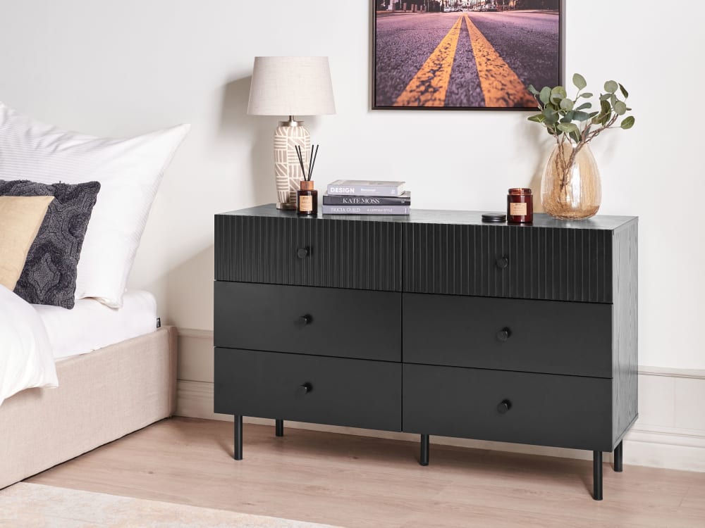 Kommode mit 6 Schubladen aus Holzwerkstoff 75cm, schwarz -