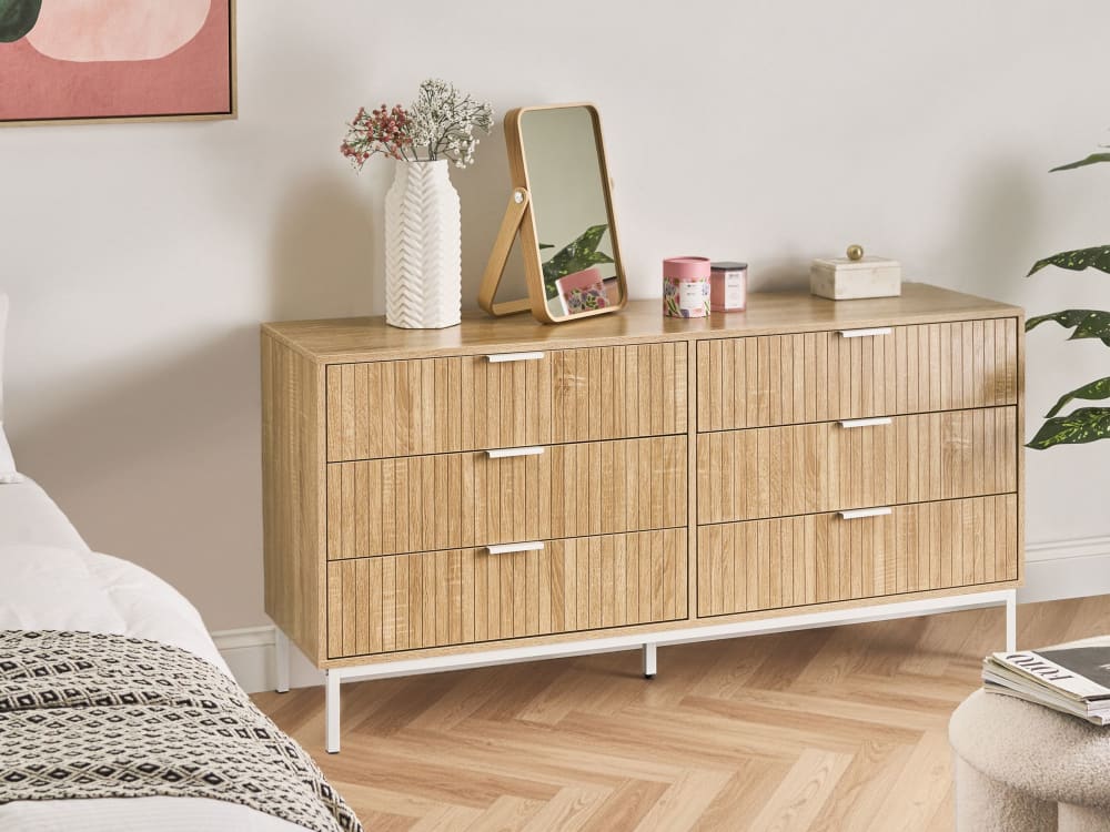 Kommode mit 6 Schubladen aus Holzwerkstoff 68cm, braun - Maisons