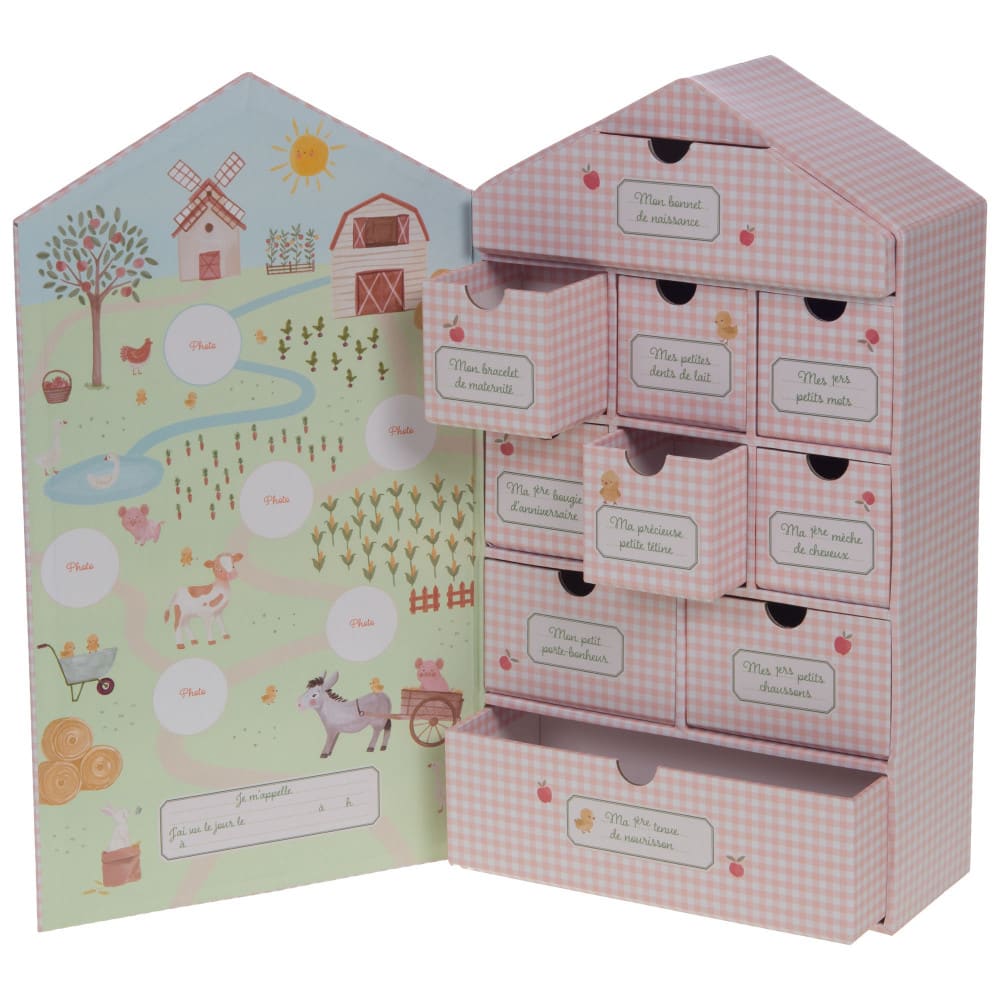 Boite à trésors de naissance rose en carton
