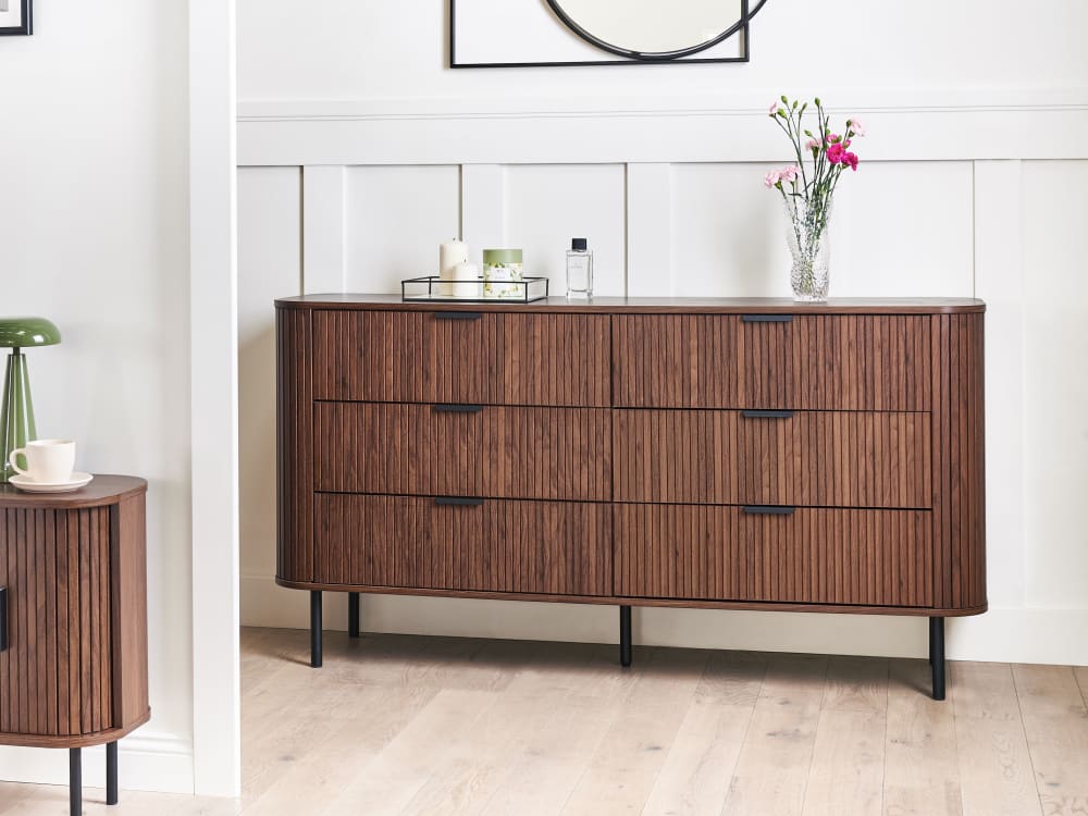 Kommode mit 6 Schubladen aus Holzwerkstoff 81cm, braun - Maisons