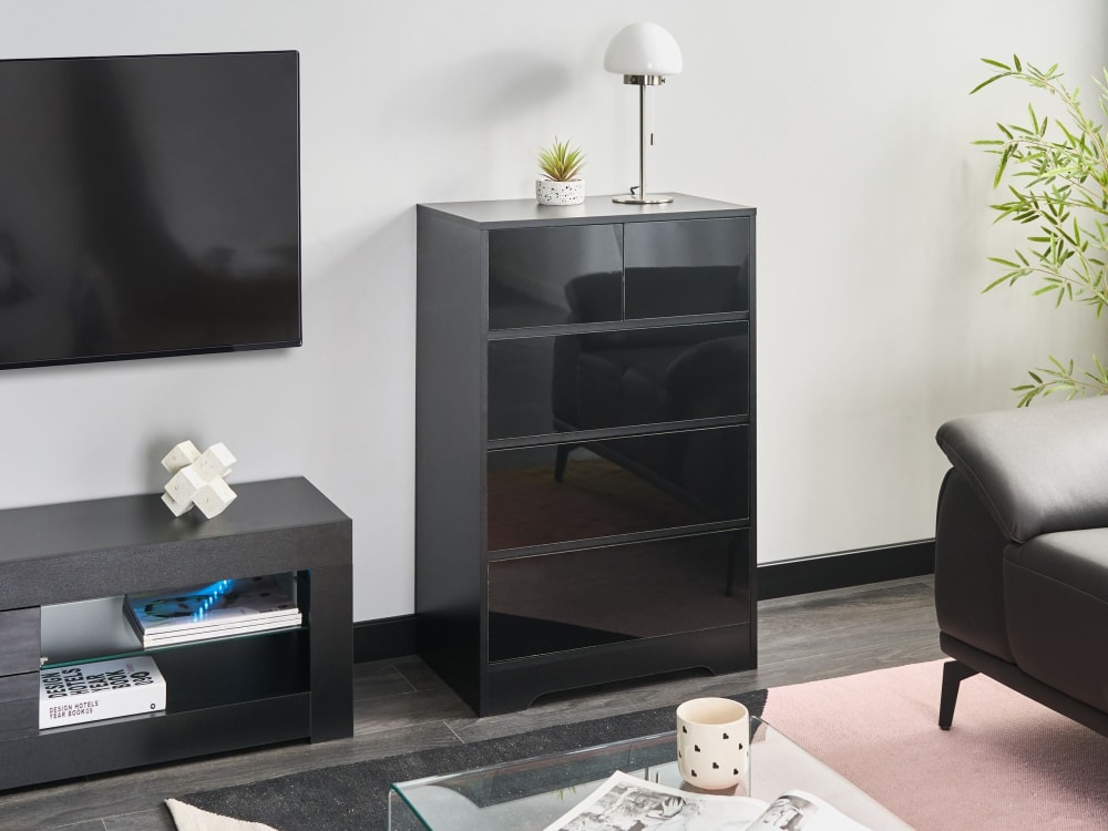 Kommode mit 5 Schubladen aus Holzwerkstoff 94cm, schwarz -