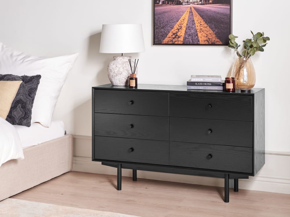 Kommode mit 6 Schubladen aus Holzwerkstoff 75cm, schwarz -