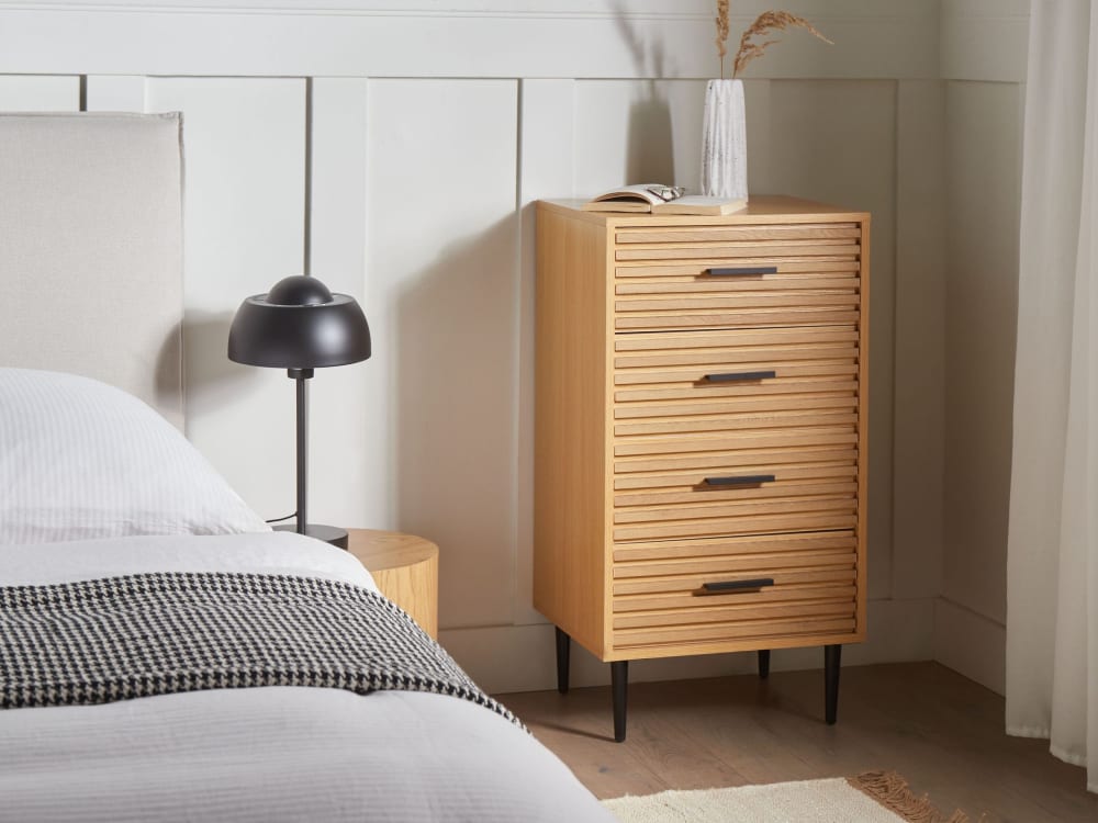 Kommode mit 4 Schubladen aus Holzwerkstoff 90cm, braun - Maisons