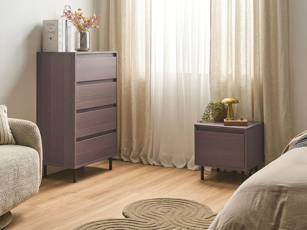 Kommode mit 4 Schubladen aus Holzwerkstoff 104cm, braun - Maisons